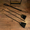 Modernist Wrought Iron and Brass Fireplace Tools