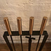 Modernist Wrought Iron and Brass Fireplace Tools