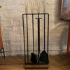 Modernist Wrought Iron and Brass Fireplace Tools