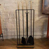 Modernist Wrought Iron and Brass Fireplace Tools