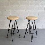 Mid Century Modern Wrought Iron Bar Stools
