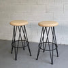 Mid Century Modern Wrought Iron Bar Stools