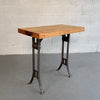 Custom Industrial Block Maple and Brushed Steel Console Table
