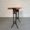 Custom Industrial Block Maple and Brushed Steel Console Table