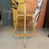 Mid Century Modern Rattan Side Table With Magazine Holder