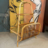 Mid Century Modern Rattan Side Table With Magazine Holder