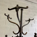 Antique Brushed Steel And Cast Iron Coat Rack
