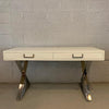 Milo Baughman White Lacquer And Chrome Campaign Desk