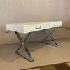 Milo Baughman White Lacquer And Chrome Campaign Desk