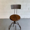 Industrial Brushed Steel And Maple Drafting Stool