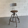 Industrial Brushed Steel And Maple Drafting Stool