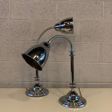 Pair Of Chrome Art Deco Style Goose Neck Table Lamps
