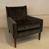 Charcoal Velvet Club Lounge Chair Attributed To Paul McCobb
