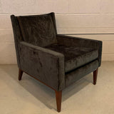 Charcoal Velvet Club Lounge Chair Attributed To Paul McCobb