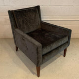 Charcoal Velvet Club Lounge Chair Attributed To Paul McCobb