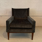 Charcoal Velvet Club Lounge Chair Attributed To Paul McCobb