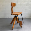 Mid Century Modern Maple Adjustable Swivel Drafting Stool