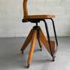 Mid Century Modern Maple Adjustable Swivel Drafting Stool