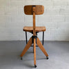 Mid Century Modern Maple Adjustable Swivel Drafting Stool