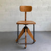 Mid Century Modern Maple Adjustable Swivel Drafting Stool