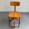 Mid Century Modern Maple Adjustable Swivel Drafting Stool