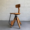 Mid Century Modern Maple Adjustable Swivel Drafting Stool