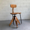 Mid Century Modern Maple Adjustable Swivel Drafting Stool