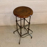 Early 20th Century Industrial Drafting Stool With Footrest