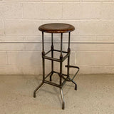 Early 20th Century Industrial Drafting Stool With Footrest