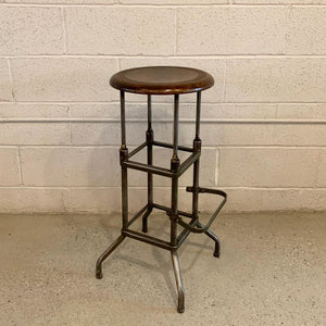 Early 20th Century Industrial Drafting Stool With Footrest