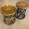 Hollywood Regency Brass Drum Stool Side Table By Sarreid Ltd.