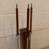 Italian Modernist Chrome And Rosewood Fireplace Tool Set