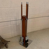 Italian Modernist Chrome And Rosewood Fireplace Tool Set