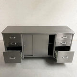 Industrial Brushed Steel Office Credenza Cabinet