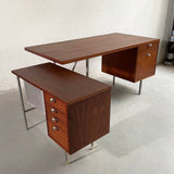 George Nelson Walnut Executive And Typewriter Desk Set