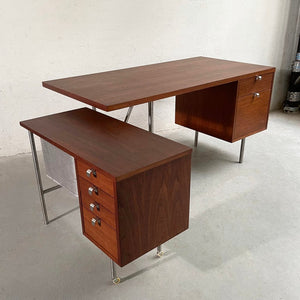 George Nelson Walnut Executive And Typewriter Desk Set