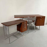 George Nelson Walnut Executive And Typewriter Desk Set