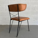 Mid Century Modern Upholstered Wrought Iron Side Chair
