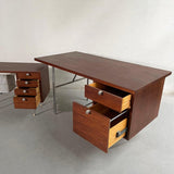 George Nelson Walnut Executive And Typewriter Desk Set