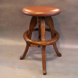Oak and Leather Stool