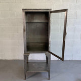Industrial Brushed Steel Apothecary Display Cabinet