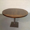 Industrial Round Oak Folding Dining Table With Cast Iron Pedestal Base