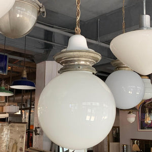 Early 20th Century Milk Glass Globe Library Pendant Light