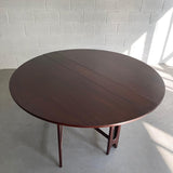 Mid Century Modern Round Teak Drop Leaf Dining Table