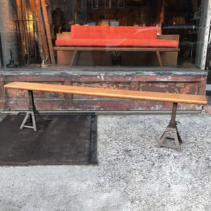 Adjustable Oak and Cast Iron Bench