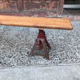 Adjustable Oak and Cast Iron Bench