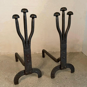 Art Deco Craftsman Hand-Forged Andirons