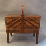Expanding Teak Sewing Basket