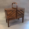 Expanding Teak Sewing Basket