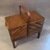 Expanding Teak Sewing Basket